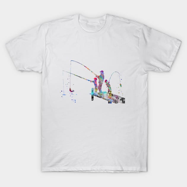 Father and sons fishing T-Shirt by RosaliArt